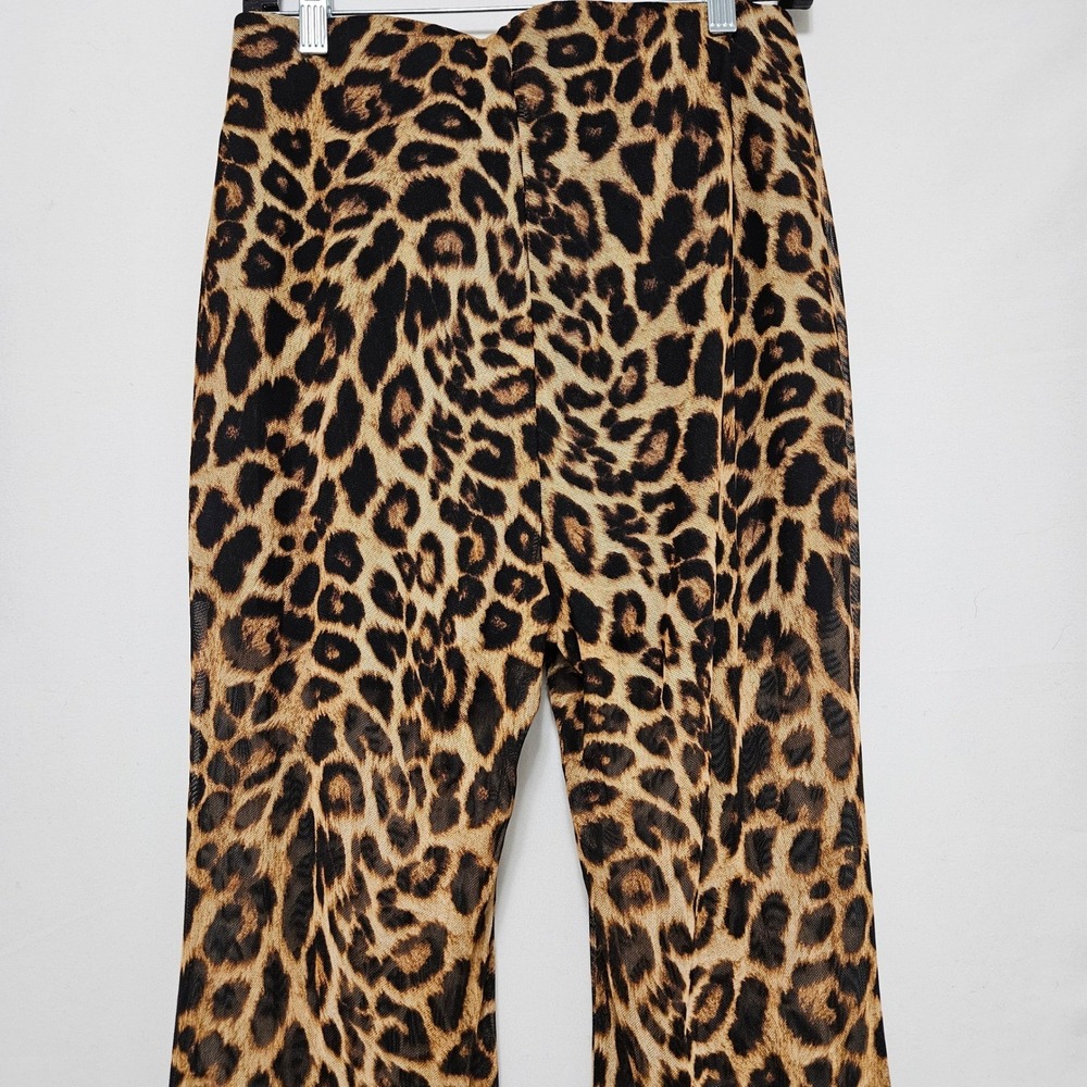 Forever 21 Leopard Print Flare Pants Y2K Indie Grunge Stretch Mesh ClubKidAlt 0X - Picture 3 of 8